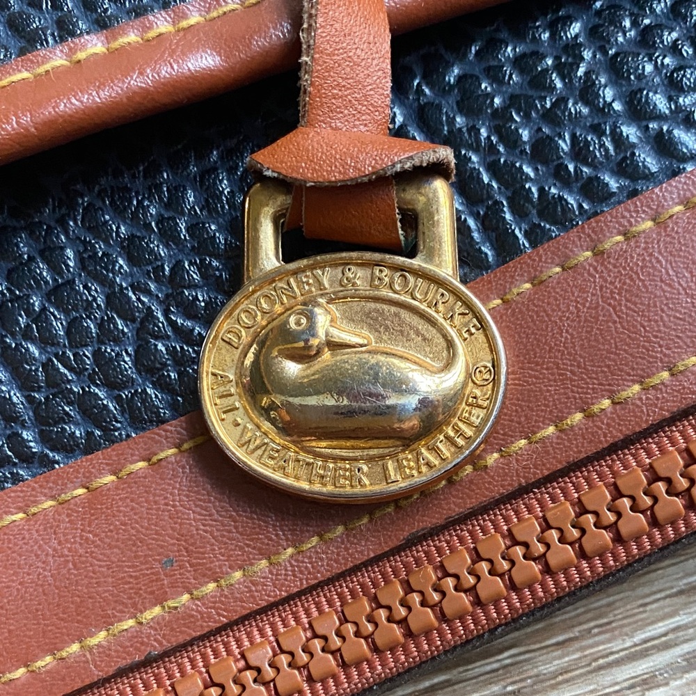 Dooney & Bourke Black and Brown Pebbled Leather Satchel - Picture 15 of 15